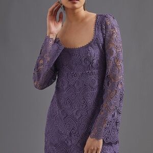 Maeve by ANTHROPOLOGIE Embroidered Lace Mini Dress / Size 4 / Lavender